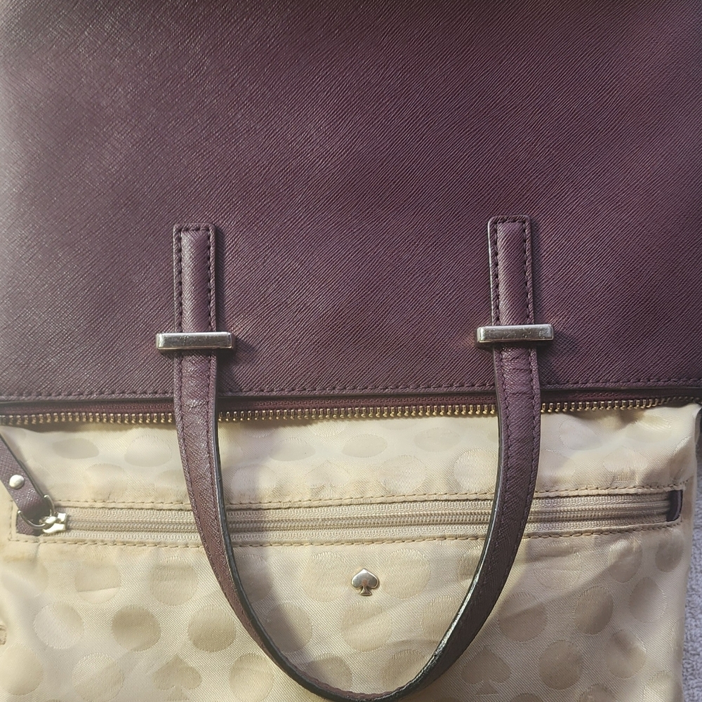 Kate Spade Burgundy Crossbody Tote with Gold Hardware Excellent Condition - Picture 12 of 16